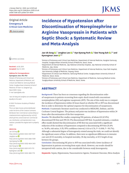 Incidence of Hypotension After Discontinuation of Norepinephrine