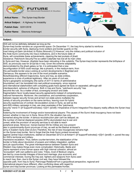 The Syrian-Iraqi Border Artical Name