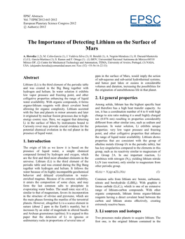 The Importance of Detecting Lithium on the Surface of Mars