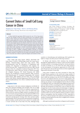 Current Status of Small Cell Lung Cancer in China