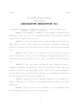 Legislative Resolution 611
