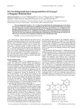 Five New Peltogynoids from Underground Parts of Iris Bungei: a Mongolian Medicinal Plant