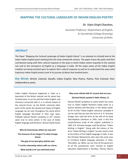 Mapping the Cultural Landscape of Indian English Poetry