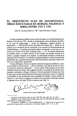 El Arquitecto Juan De Sagarvinaga. Obras Ejecutadas En Burgos, Palencia Y Soria Entre 1735 Y 1753