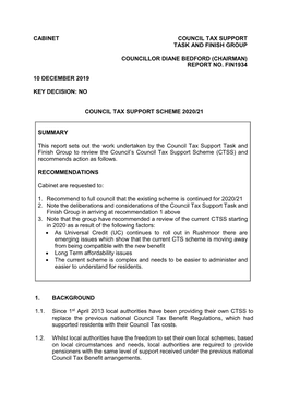 Council Tax Support Task and Finish Group