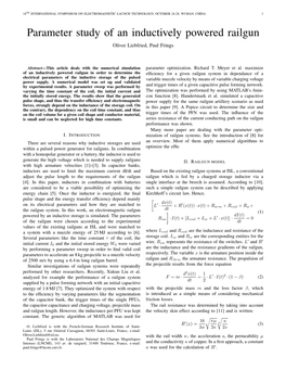 Parameter Study of an Inductively Powered Railgun Oliver Liebfried, Paul Frings