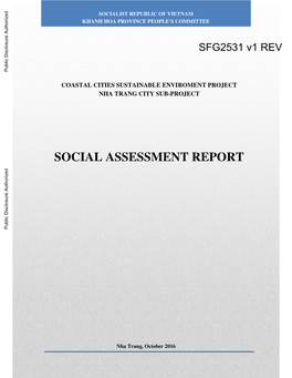 SOCIAL ASSESSMENT REPORT Public Disclosure Authorized Public Disclosure Authorized