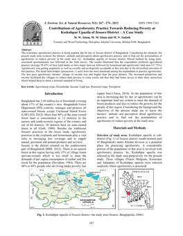 Contributions of Agroforestry Practice Towards Reducing Poverty at Keshabpur Upazila of Jessore District – a Case Study