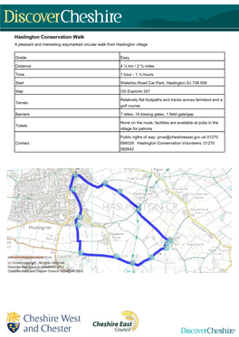 Haslington Conservation Walk a Pleasant and Interesting Waymarked Circular Walk from Haslington Village