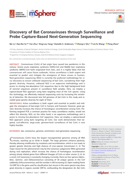 Discovery of Bat Coronaviruses Through Surveillance and Probe Capture-Based Next-Generation Sequencing