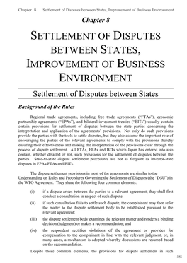 Chapter 8 Settlement of Disputes Between States, Improvement of Business Environment Chapter 8