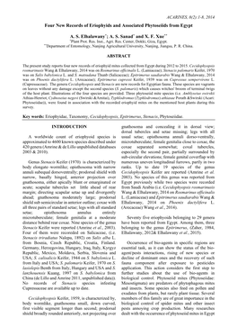 Four New Records of Eriophyids and Associated Phytoseiids from Egypt