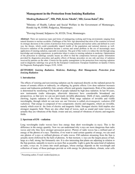 Management in the Protection from Ionizing Radiation