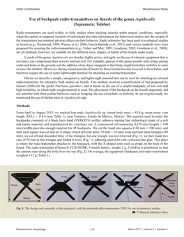 Use of Backpack Radio-Transmitters on Lizards of the Genus Aspidocelis (Squamata: Teiidae)