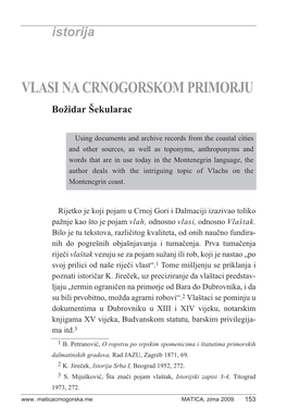 VLASI NA CRNOGORSKOM PRIMORJU Božidar Šekularac