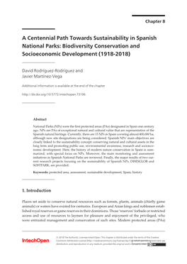 A Centennial Path Towards Sustainability in Spanish National Parks: Biodiversity Conservation and Socioeconomic Development (1918-2018)