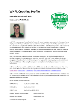 WNPL Coaching Profile