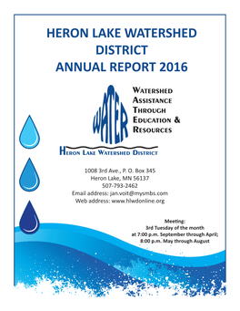 Heron Lake Watershed District Annual Report 2016