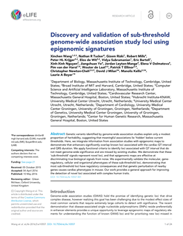 Discovery and Validation of Sub-Threshold Genome-Wide