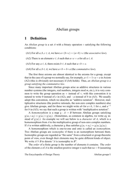 Abelian Groups 1 Definition