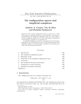 New York Journal of Mathematics on Configuration Spaces and Simplicial