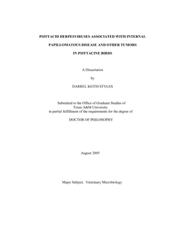 Psittacid Herpesviruses Associated with Internal