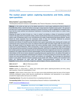 The Nuclear Power Option: Exploring Boundaries and Limits, Asking Open Questions
