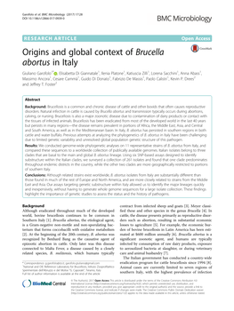 Origins and Global Context of Brucella Abortus in Italy