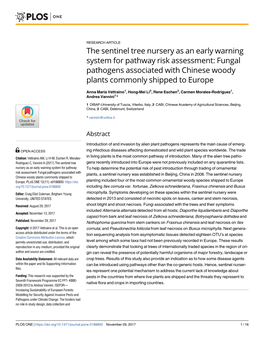Fungal Pathogens Associated with Chinese Woody Plants Commonly Shipped to Europe