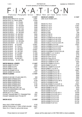 1 of 3 2Nd Hand List 6-Month Warranty on All Items Without an Asterisk