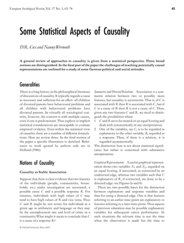 Some Statistical Aspects of Causality