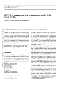 A Mean Elements Orbit Propagator Program for Highly Elliptical Orbits