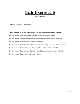 Lab Exercise 5 Axial Skeleton