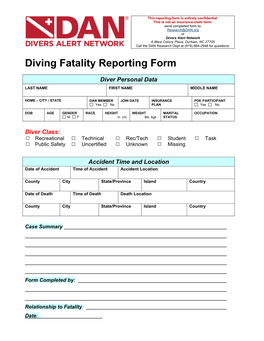 Diving Fatality Reporting Form