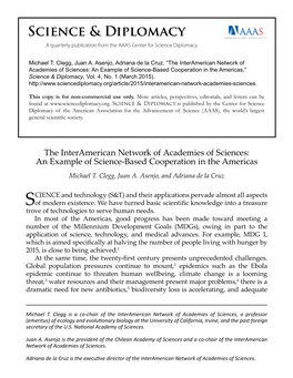 The Interamerican Network of Academies of Sciences: an Example of Science-Based Cooperation in the Americas,” Science & Diplomacy, Vol