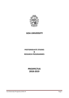 Goa University Prospectus 2018-2019