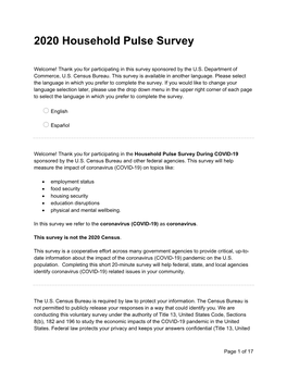 2020 COVID-19 Household Pulse Survey