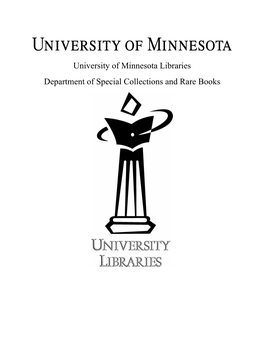 University of Minnesota Libraries Department of Special Collections and Rare Books