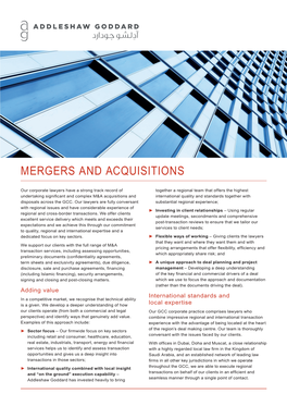 Mergers and Acquisitions