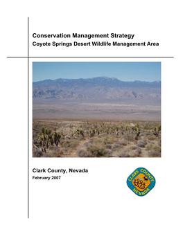 Conservation Management Strategy Coyote Springs Desert Wildlife Management Area