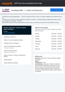 JEEP Bus Time Schedule & Line Route