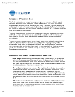 Landscapes & Vegetation Zones