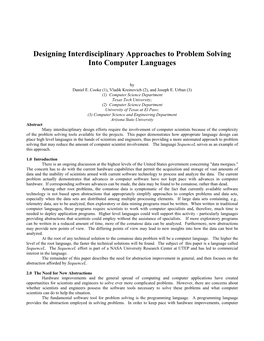 Designing Interdisciplinary Approaches to Problem Solving Into Computer Languages