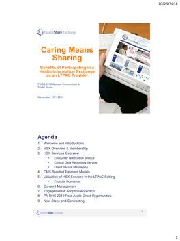 Caring Means Sharing Benefits of Participating in a Health Information Exchange As an LTPAC Provider