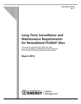 Long-Term Surveillance and Maintenance Requirements for Remediated FUSRAP Sites
