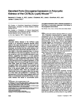 Elevated Proto-Oncogene Expression in Polycystic Kidneys of the C57BL/6J (Cpk) Mouse”2’3