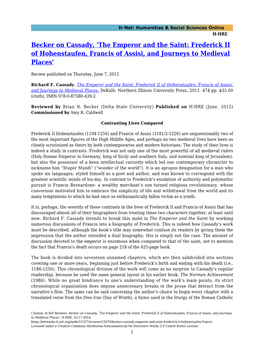 Becker on Cassady, 'The Emperor and the Saint: Frederick II of Hohenstaufen, Francis of Assisi, and Journeys to Medieval Places'