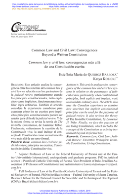 Common Law and Civil Law: Convergences Beyond a Written Constitution