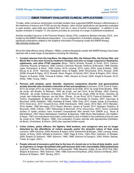 EMDR Therapy Evaluated Clinical Applications Page 1 of 19 Updated 2019-02