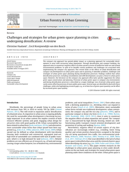 Importance of Planning for Urban Green Space in Densifying Cities